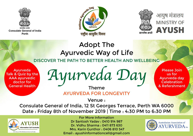 Ayurveda day at the Indian consulate, Perth on the 8th November 2019